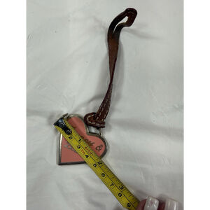 Dooney & Bourke Vintage Leather Brass heart Charm Hang Tags Fob